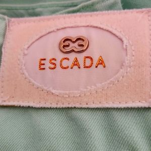 Escada Mint Green Cotton Stretch Denim Straight Fit Jeans